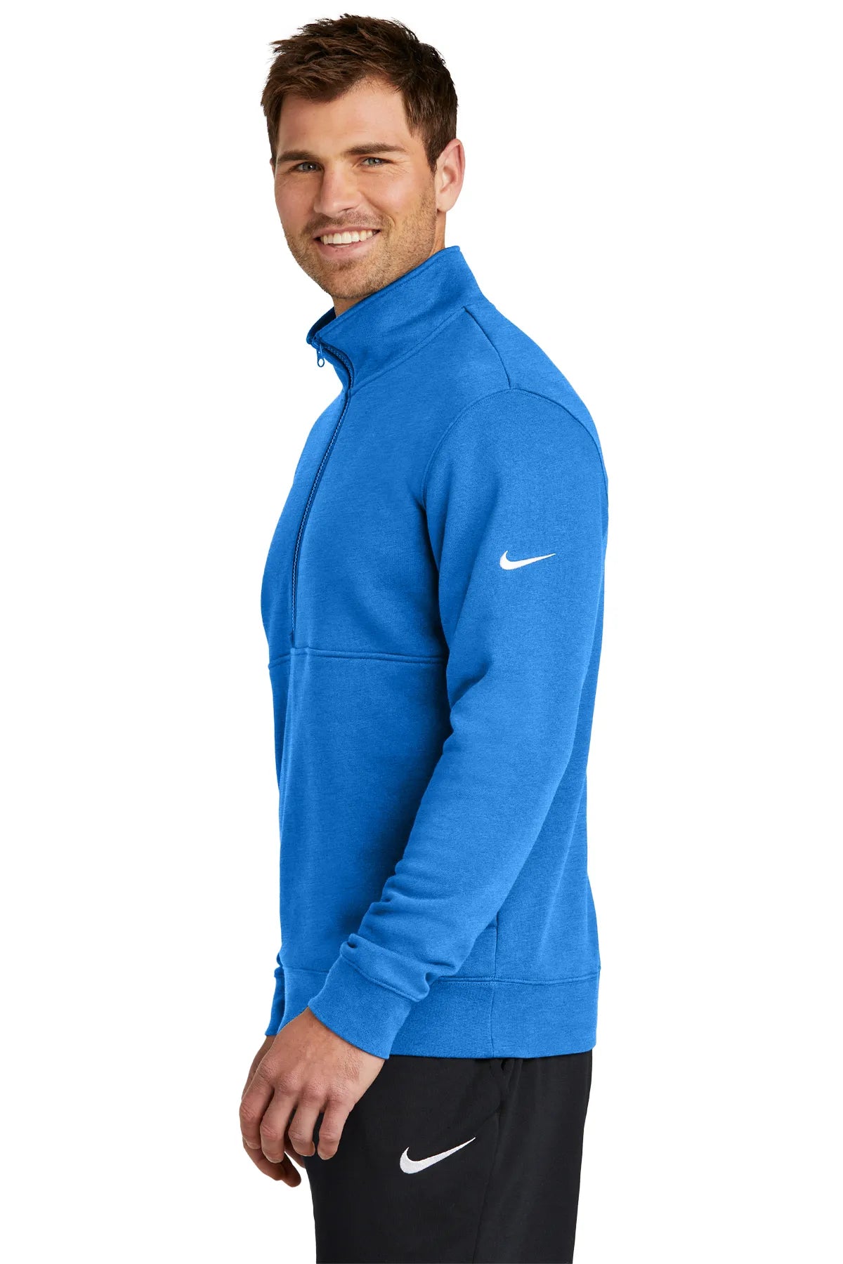 Nike Club Fleece Sleeve Swoosh 1/2-Zip NKDX6718 Light Game Royal_3
