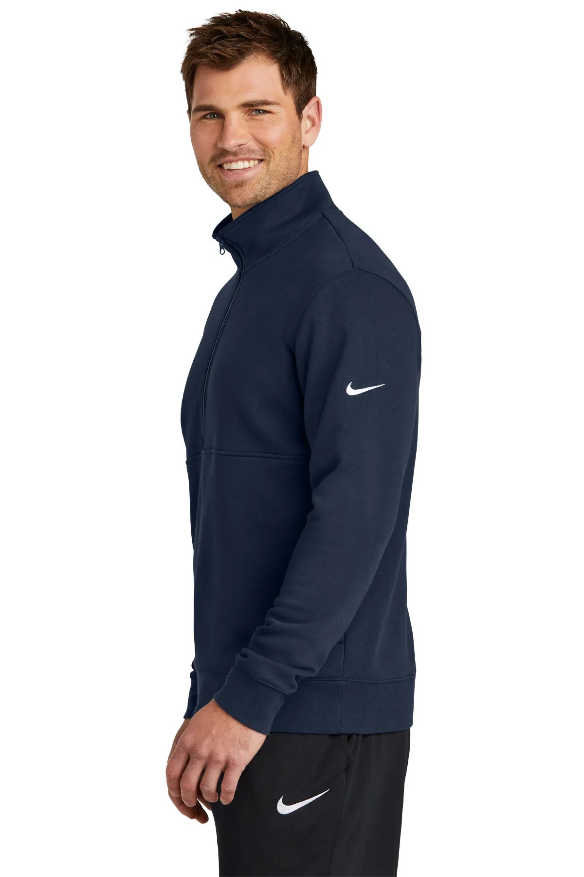 Nike Club Fleece Sleeve Swoosh 1/2-Zip NKDX6718 Midnight Navy_3