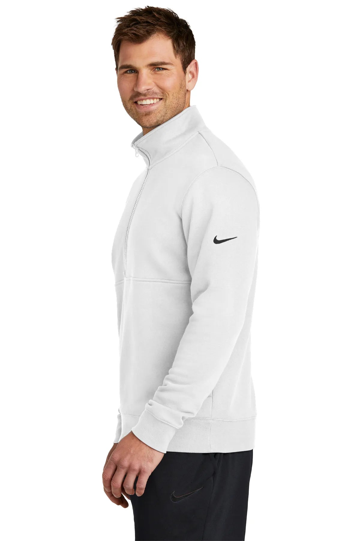 Nike Club Fleece Sleeve Swoosh 1/2-Zip NKDX6718 White_3