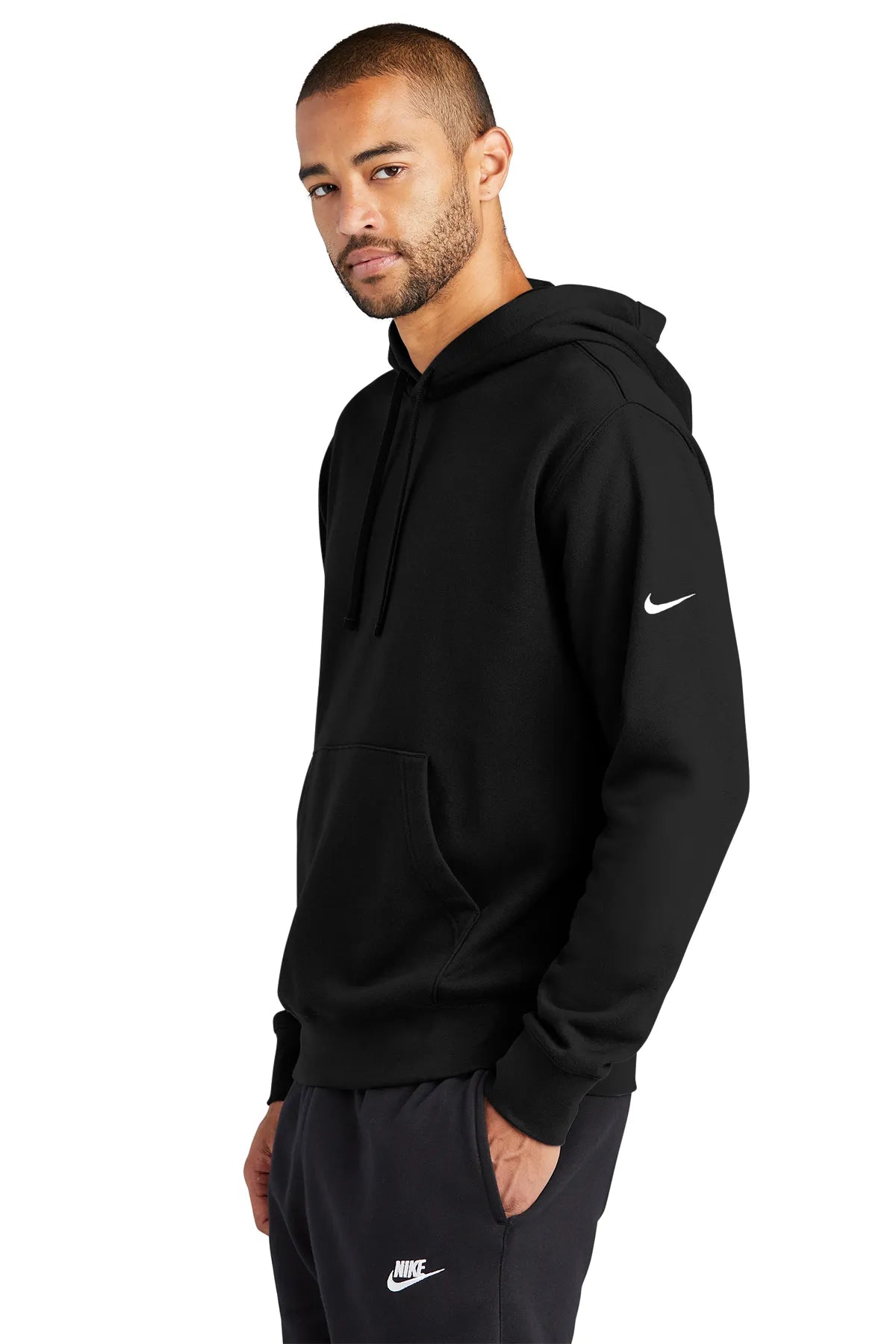 Nike Club Fleece Sleeve Swoosh Pullover Hoodie NKDR1499 Black_2