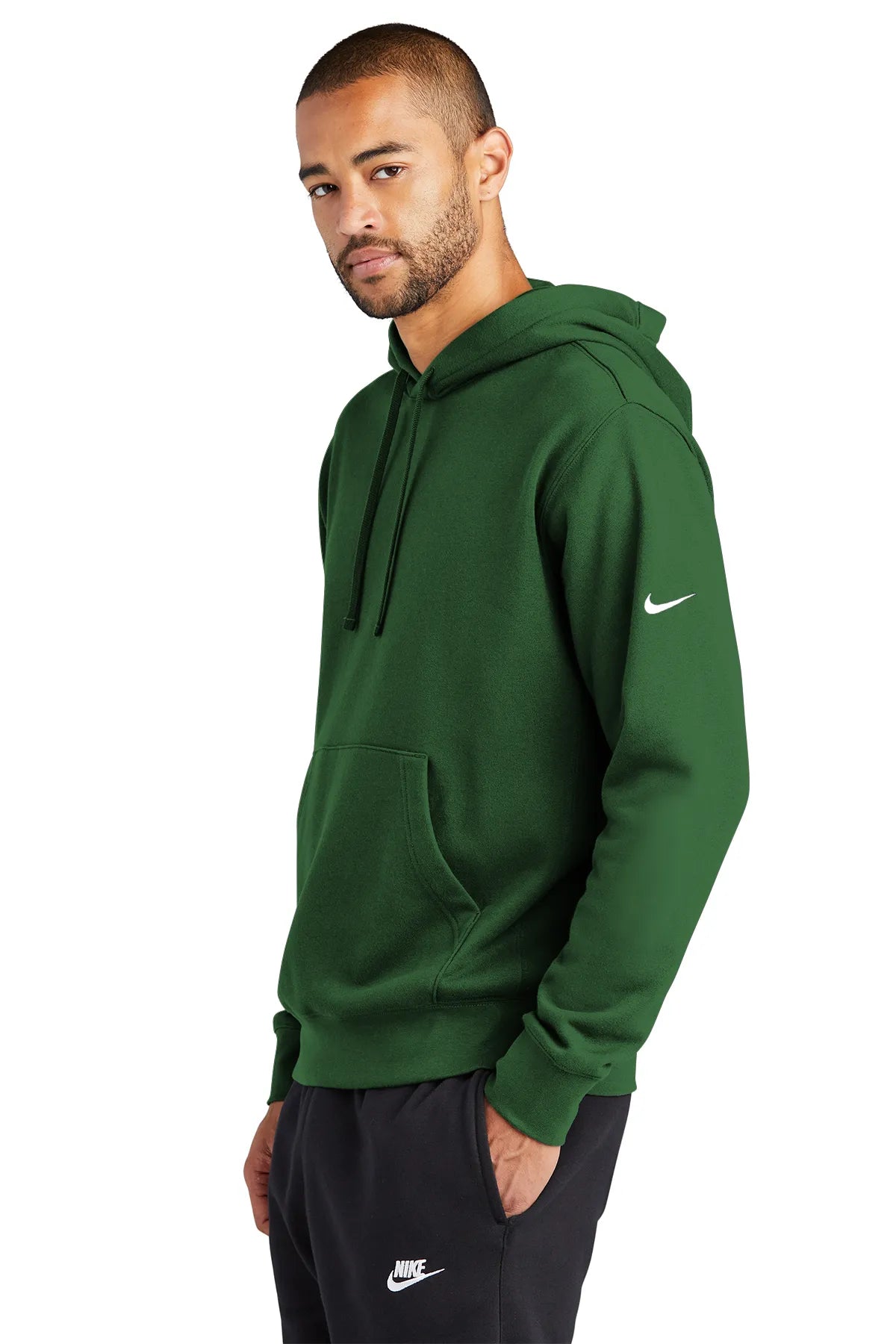 Nike Club Fleece Sleeve Swoosh Pullover Hoodie NKDR1499 Gorge Green_3