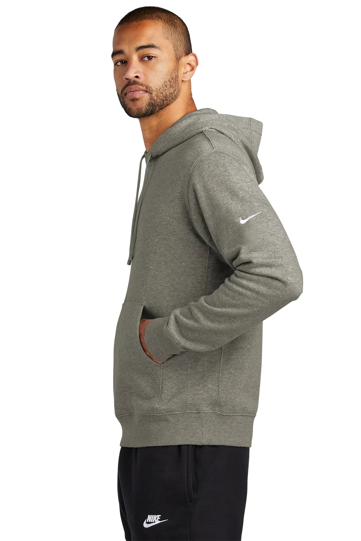 Nike Club Fleece Sleeve Swoosh Pullover Hoodie NKDR1499 Grey Heather_2