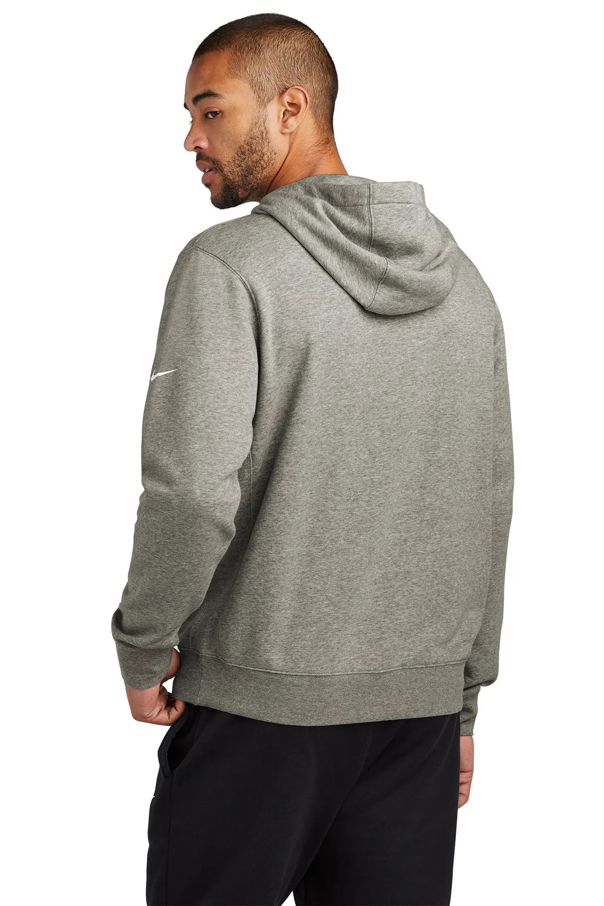 Nike Club Fleece Sleeve Swoosh Pullover Hoodie NKDR1499 Grey Heather_5