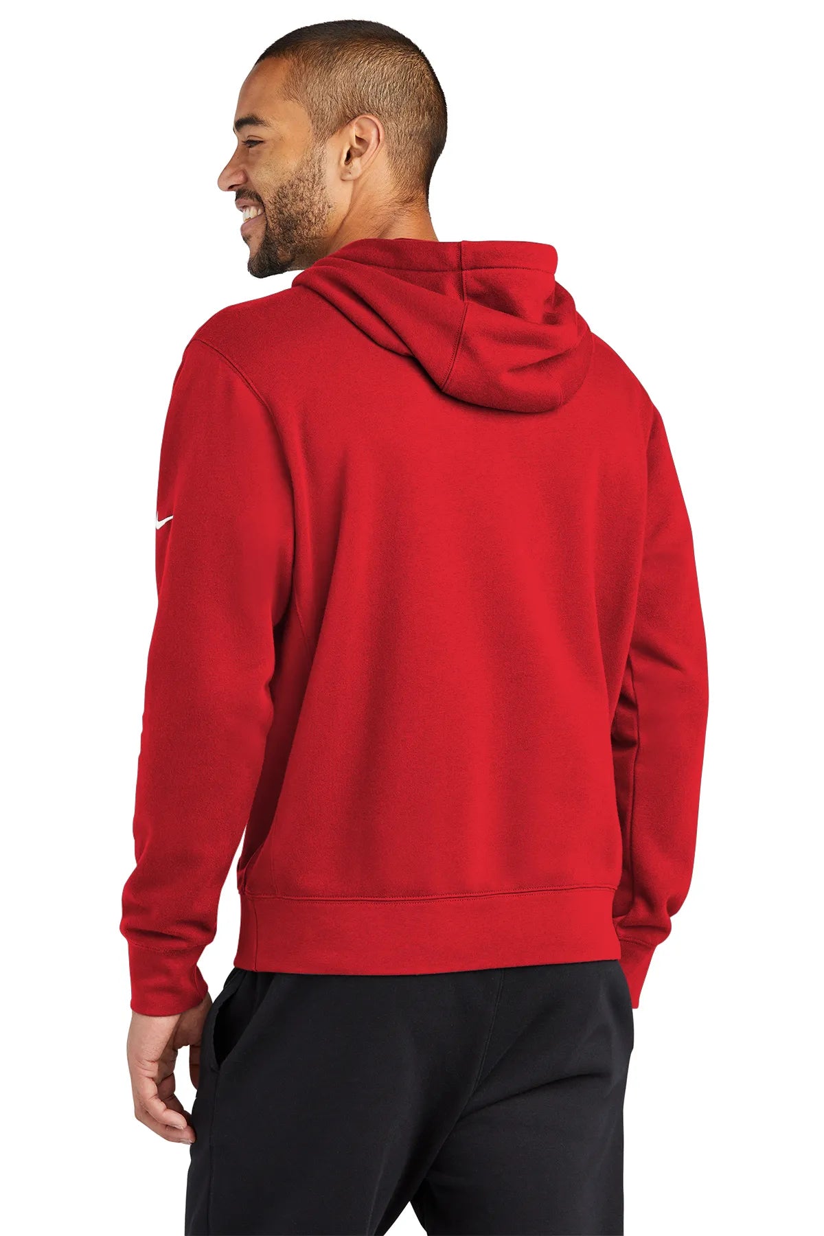 Nike Club Fleece Sleeve Swoosh Pullover Hoodie NKDR1499 University Red_2