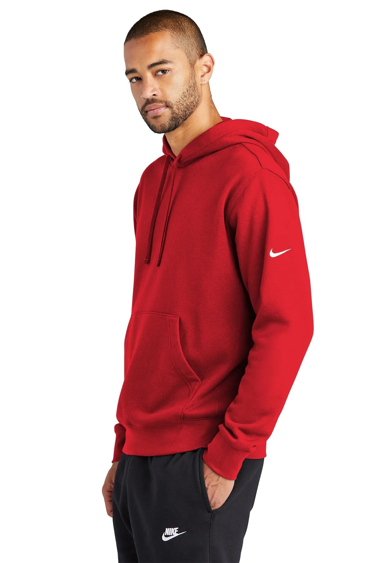 Nike Club Fleece Sleeve Swoosh Pullover Hoodie NKDR1499 University Red_3