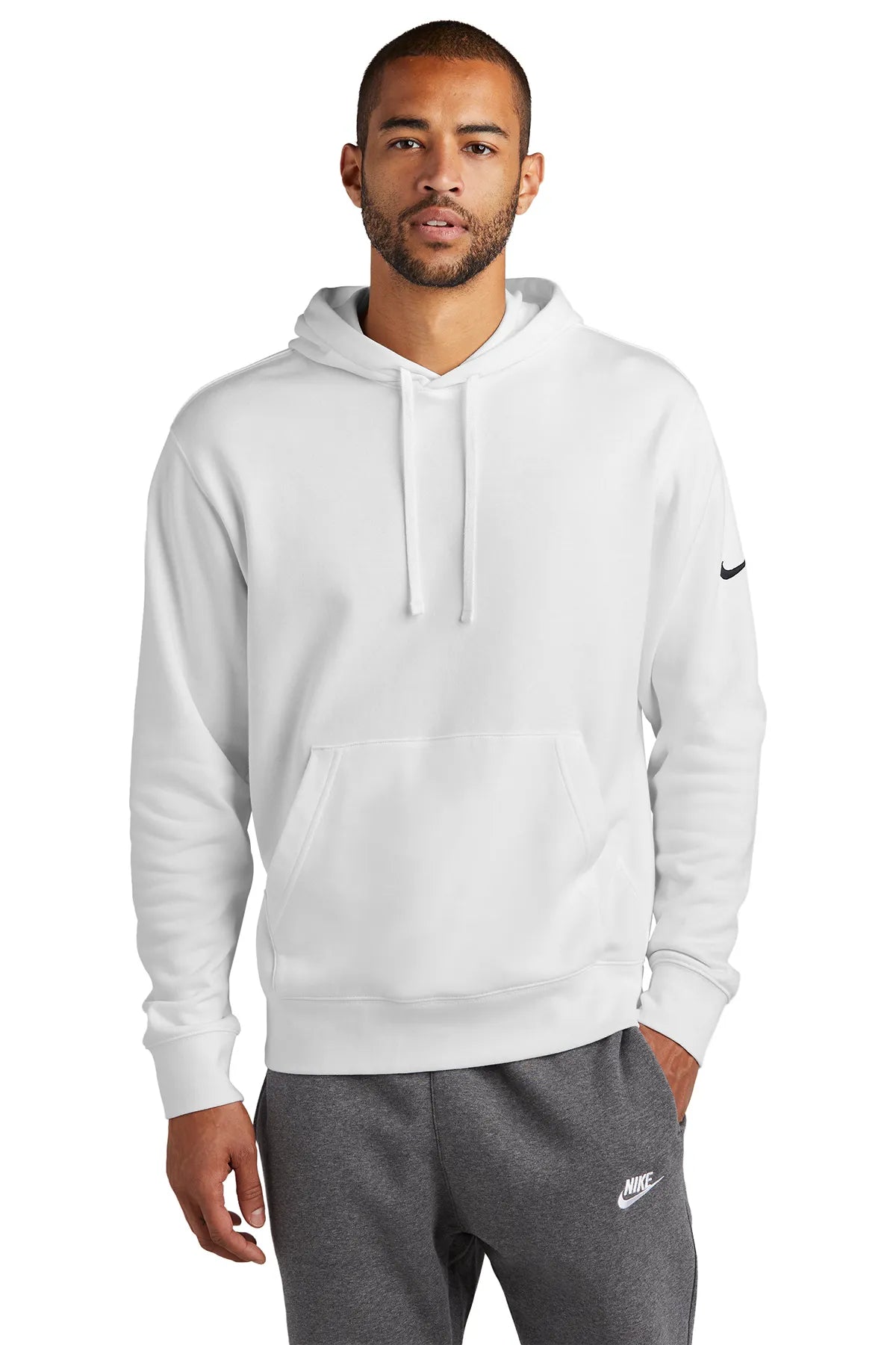 Nike Club Fleece Sleeve Swoosh Pullover Hoodie NKDR1499 White_1