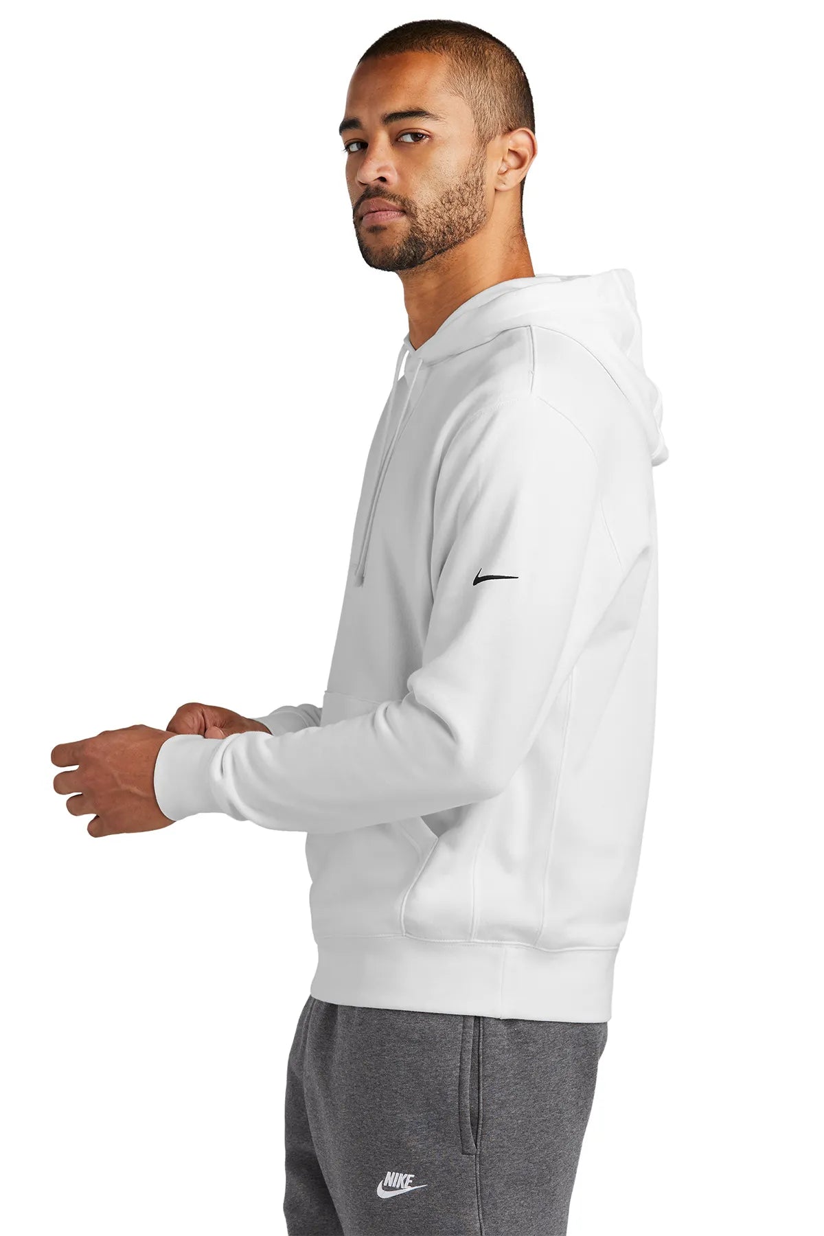 Nike Club Fleece Sleeve Swoosh Pullover Hoodie NKDR1499 White_3