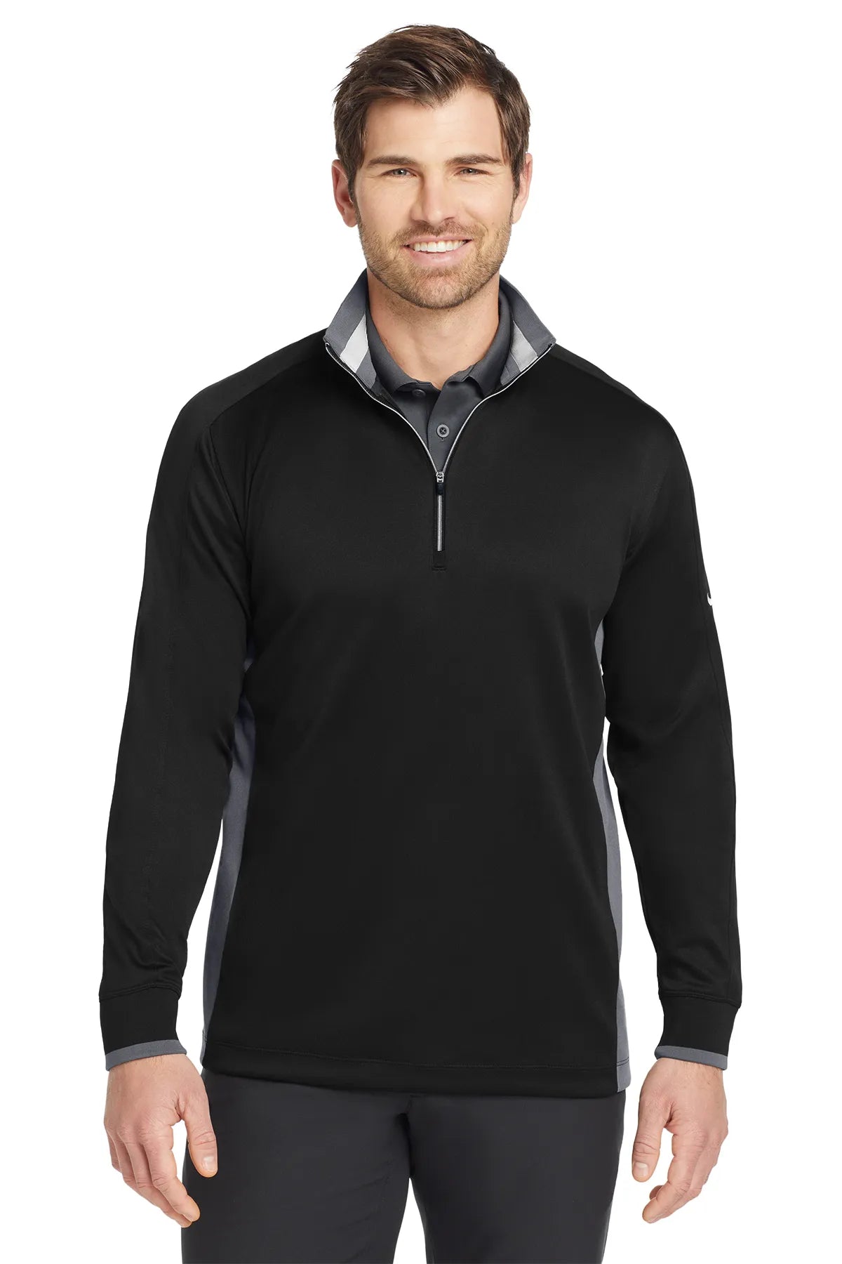 Nike Dri-FIT 1/2-Zip Cover-Up. 578673 Black Dark Grey White_1
