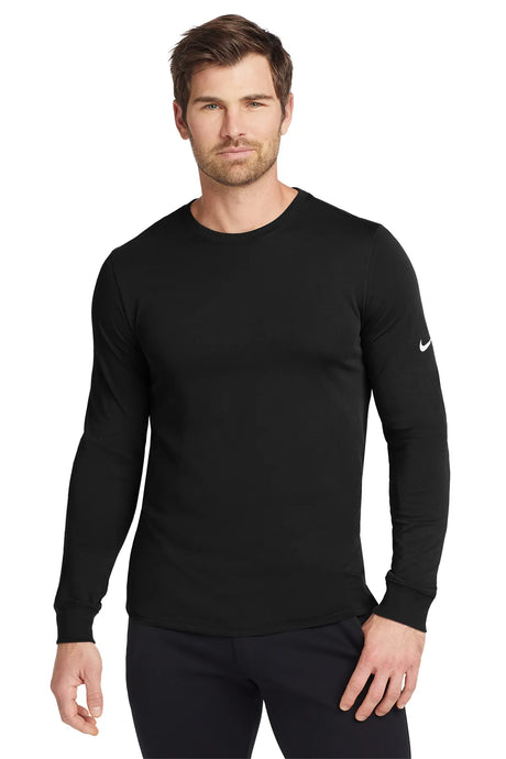 Nike Dri-FIT Cotton/Poly Long Sleeve Tee. NKBQ5230 Black_1