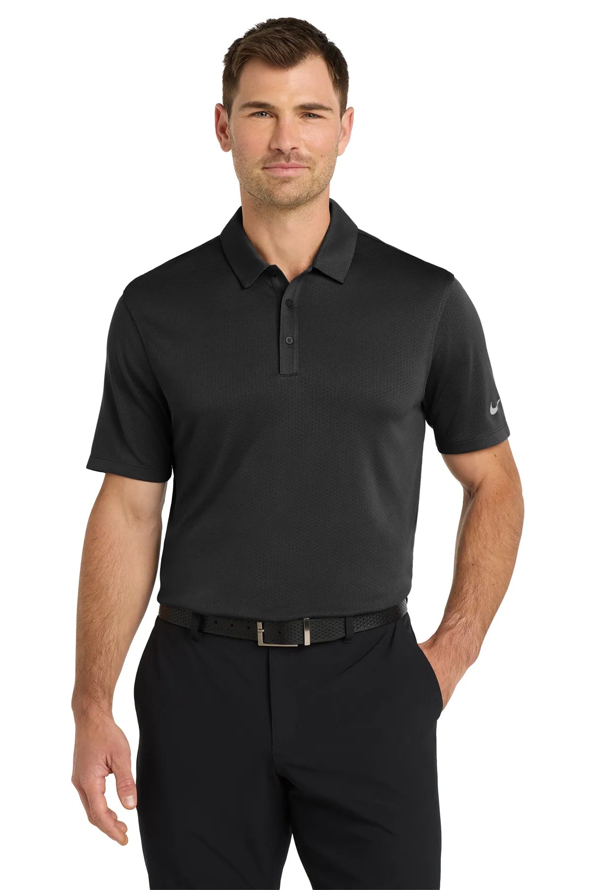 Nike Dri-FIT Hex Textured Polo. NKAH6266 Black_1
