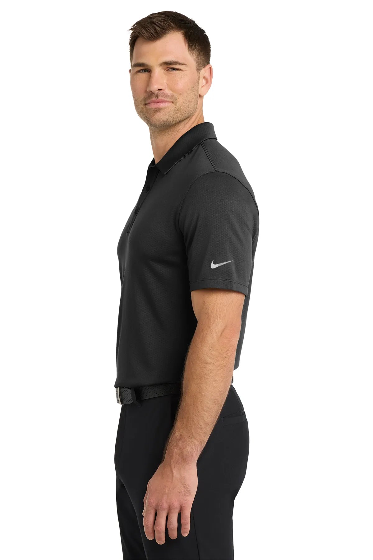 Nike Dri-FIT Hex Textured Polo. NKAH6266 Black_3