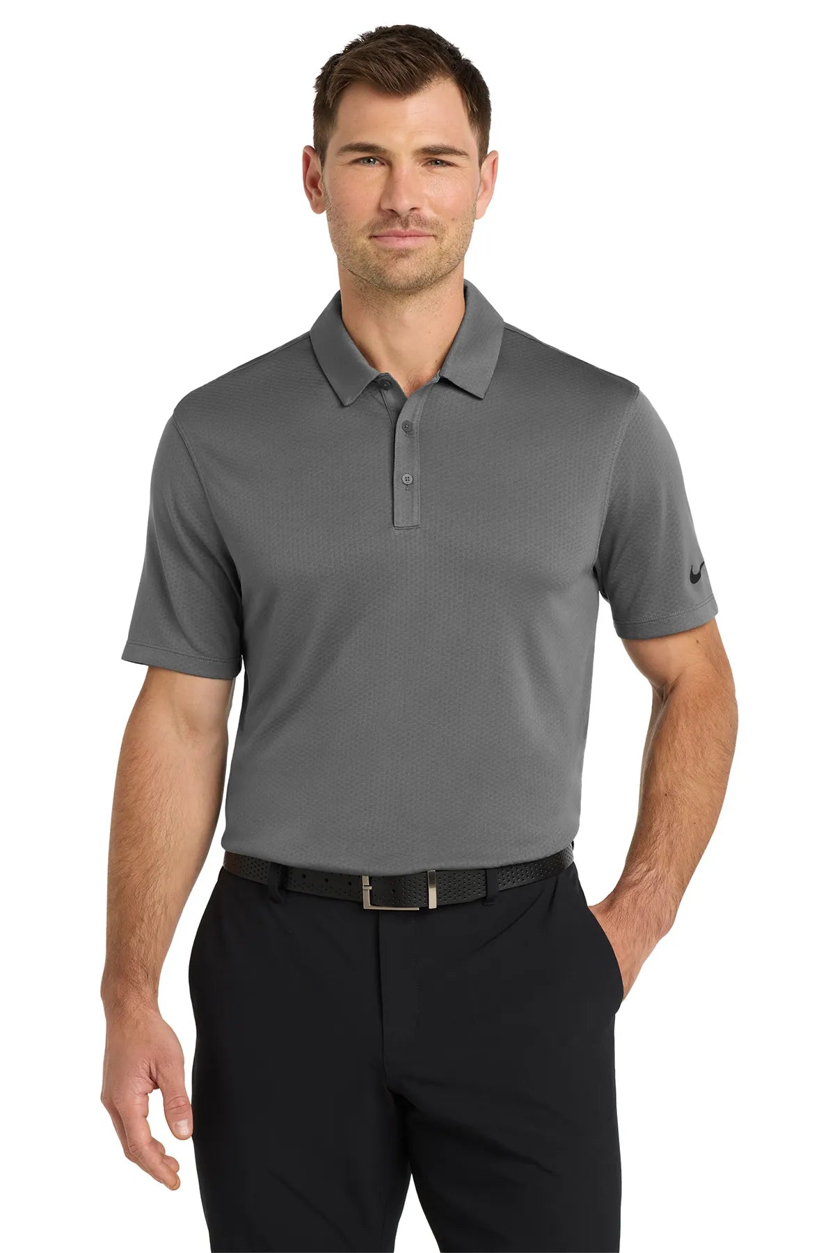 Nike Dri-FIT Hex Textured Polo. NKAH6266 Dark Grey_1