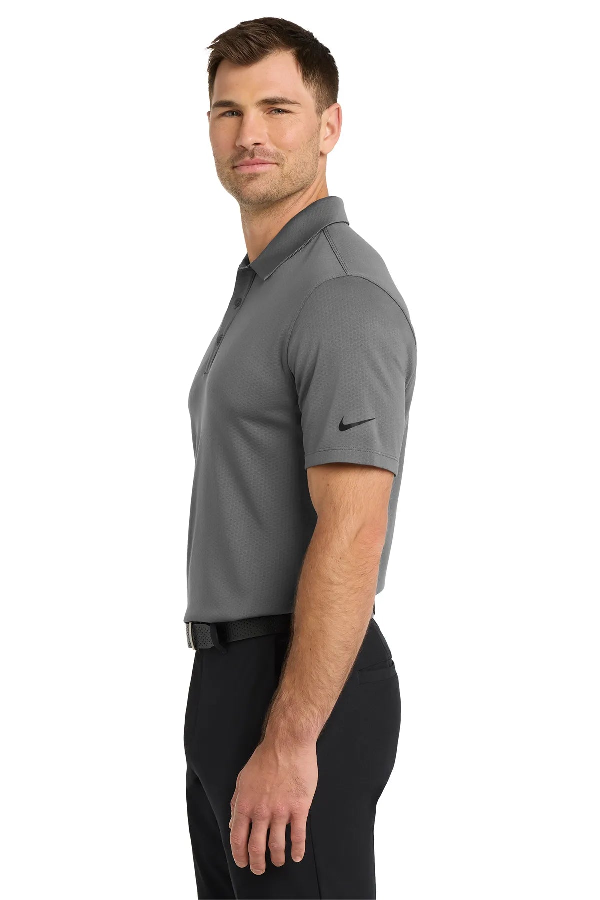 Nike Dri-FIT Hex Textured Polo. NKAH6266 Dark Grey_3