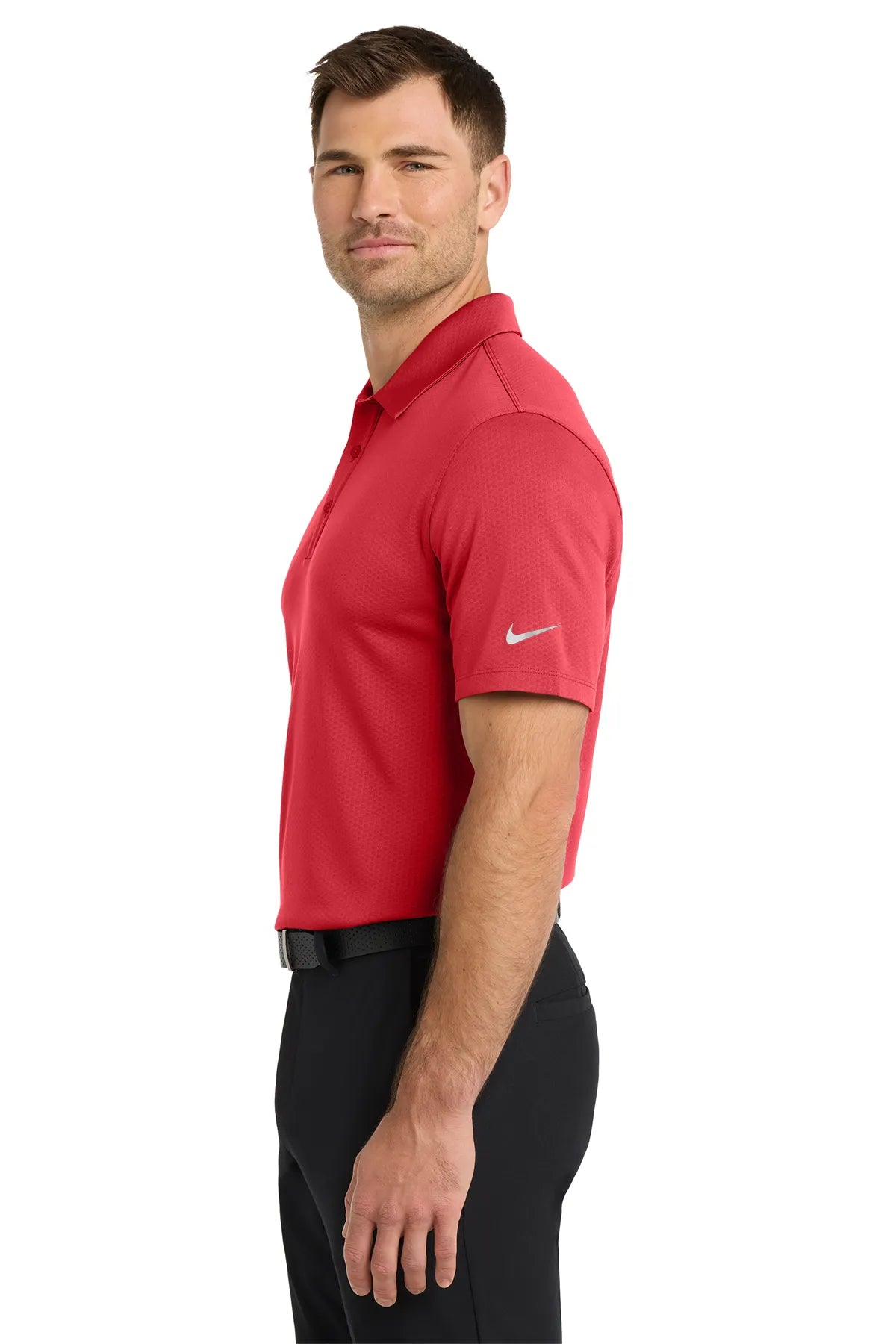 Nike Dri-FIT Hex Textured Polo. NKAH6266 Gym Red_3