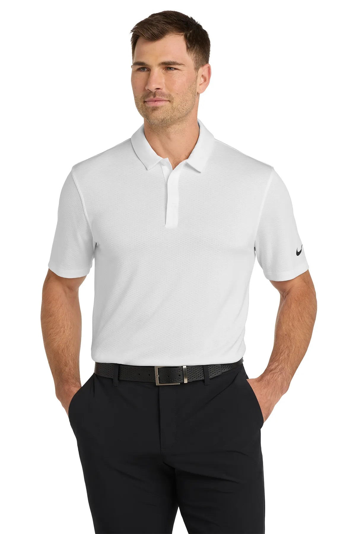 Nike Dri-FIT Hex Textured Polo. NKAH6266 White_1