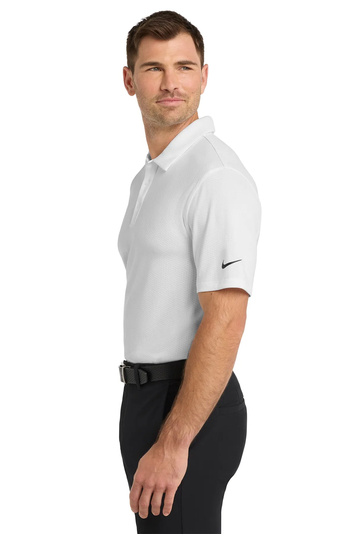 Nike Dri-FIT Hex Textured Polo. NKAH6266 White_3