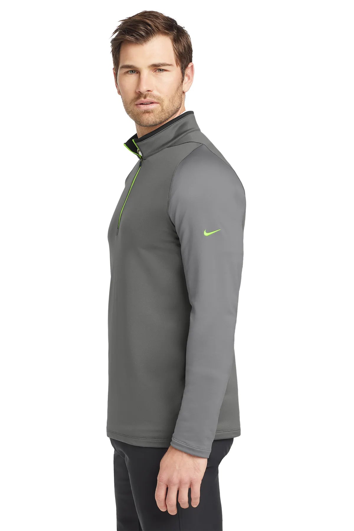 Nike Dri-FIT Stretch 1/2-Zip Cover-Up. 779795 Dark Grey Cool Grey Volt_3