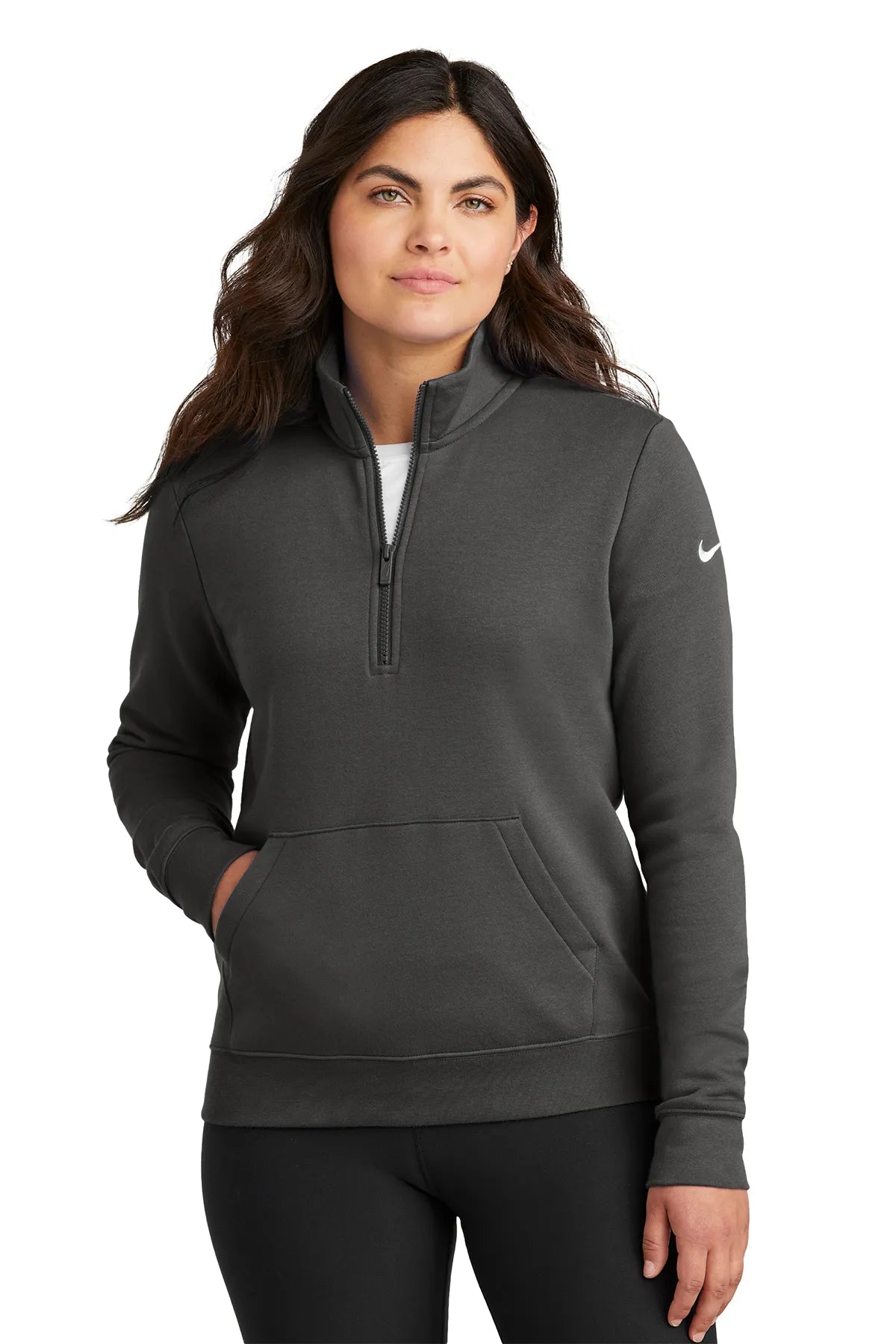 Nike Ladies Club Fleece Sleeve Swoosh 1/2-Zip NKDX6720 Anthracite_1