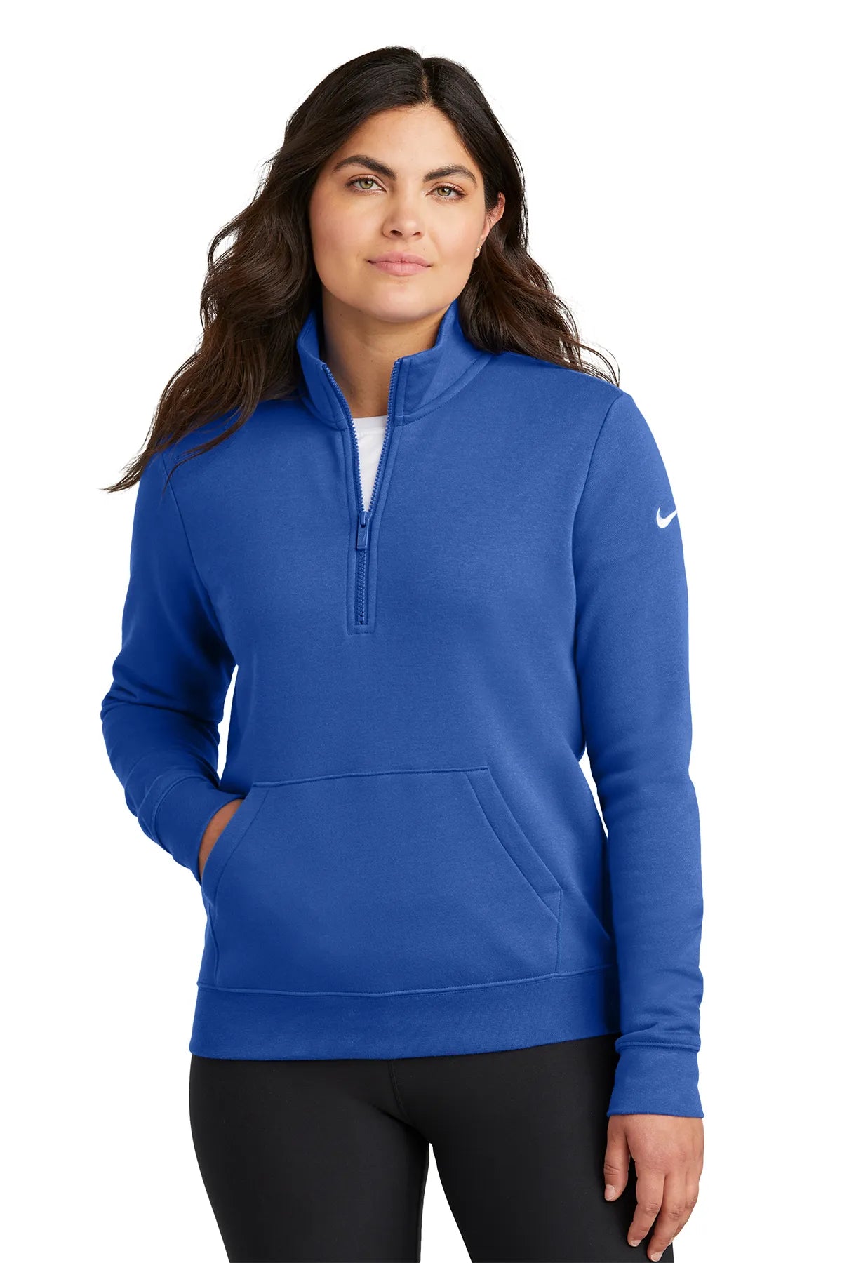 Nike Ladies Club Fleece Sleeve Swoosh 1/2-Zip NKDX6720 Game Royal_1