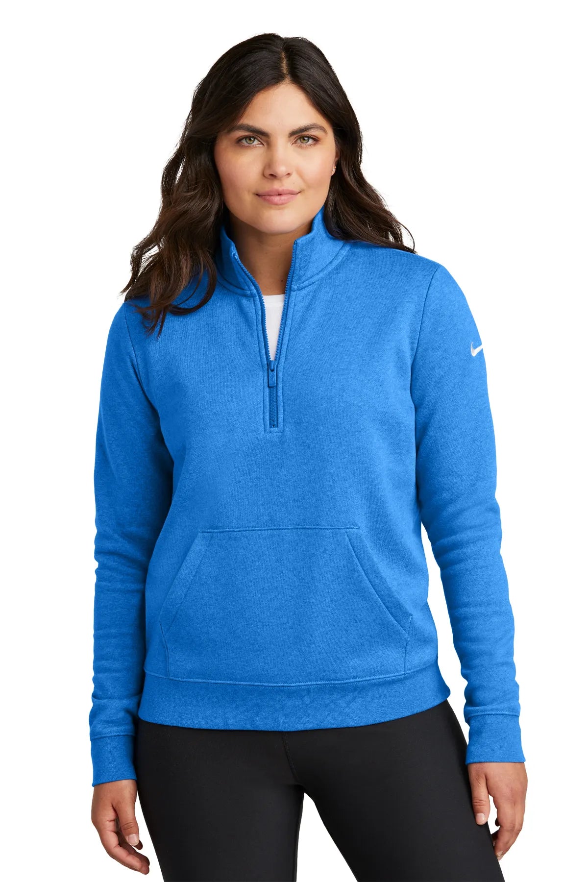 Nike Ladies Club Fleece Sleeve Swoosh 1/2-Zip NKDX6720 Light Game_1