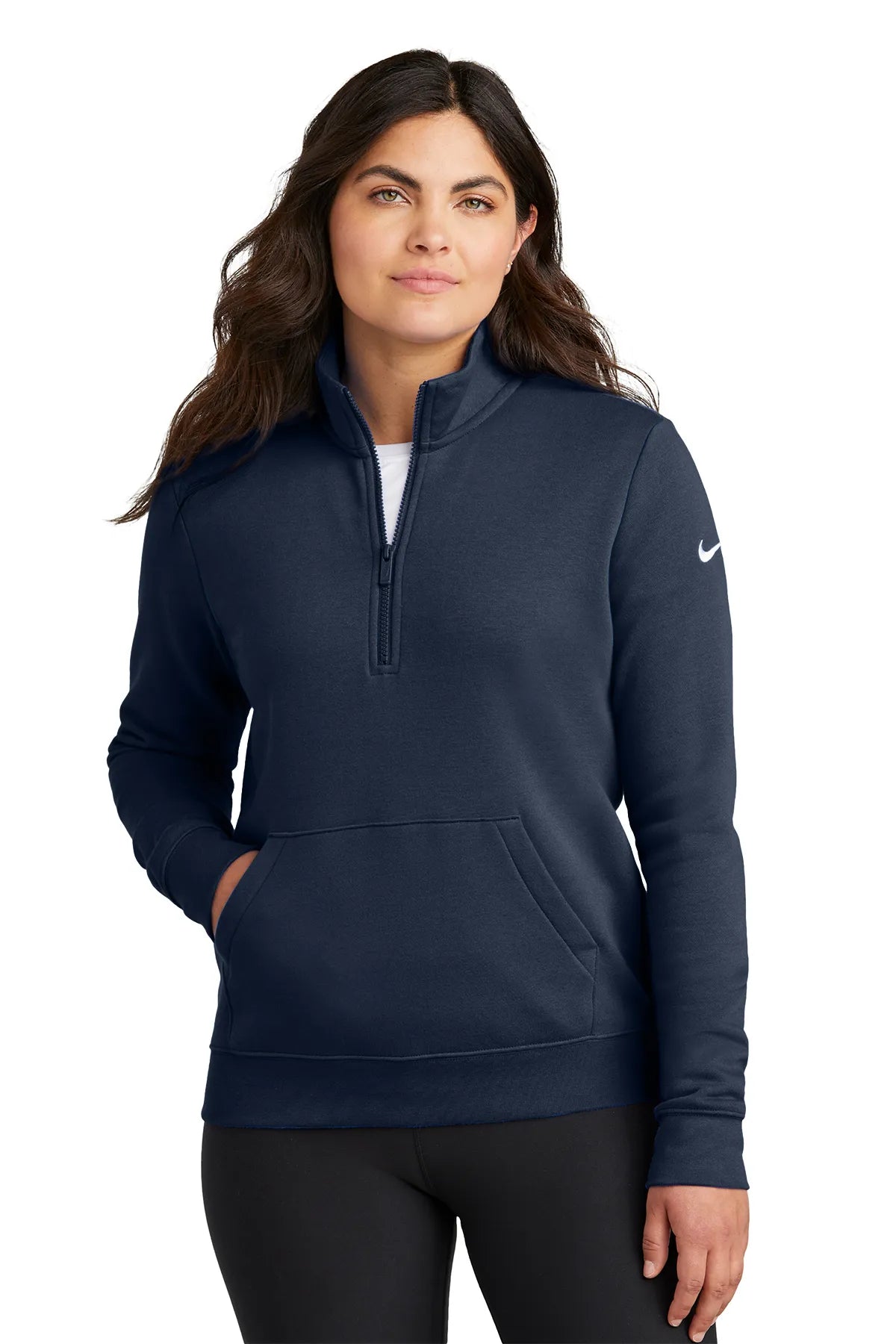 Nike Ladies Club Fleece Sleeve Swoosh 1/2-Zip NKDX6720 Midnight Navy_1