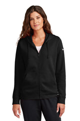 Nike Ladies Club Fleece Sleeve Swoosh Full-Zip Hoodie NKFD9890 Black_1