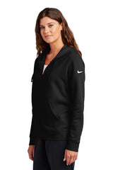 Nike Ladies Club Fleece Sleeve Swoosh Full-Zip Hoodie NKFD9890 Black_3