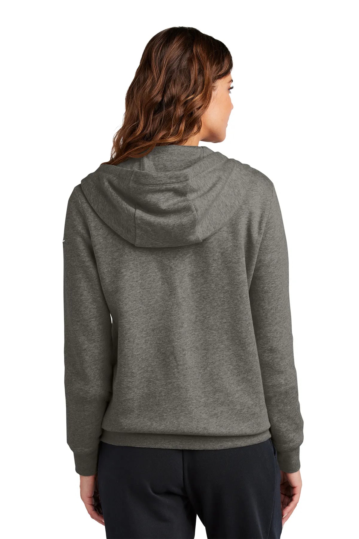 Nike Ladies Club Fleece Sleeve Swoosh Full-Zip Hoodie NKFD9890 Charcoal Heather_2