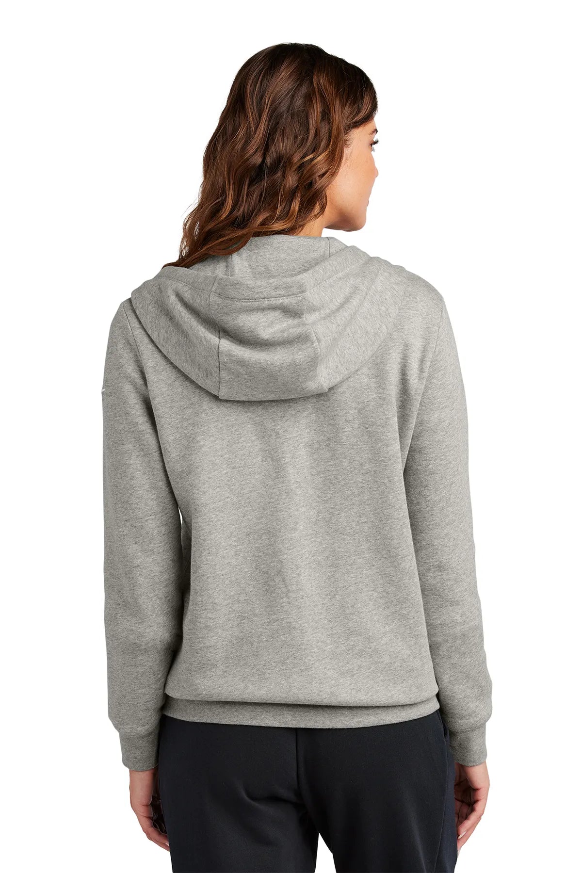Nike Ladies Club Fleece Sleeve Swoosh Full-Zip Hoodie NKFD9890 Dark Grey Heather_3