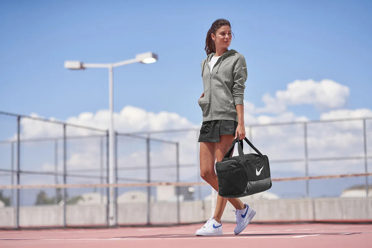 Nike Ladies Club Fleece Sleeve Swoosh Full-Zip Hoodie NKFD9890 Dark Grey Heather_6