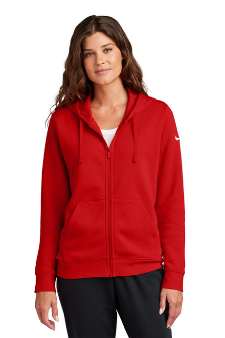 Nike Ladies Club Fleece Sleeve Swoosh Full-Zip Hoodie NKFD9890 University Red_1