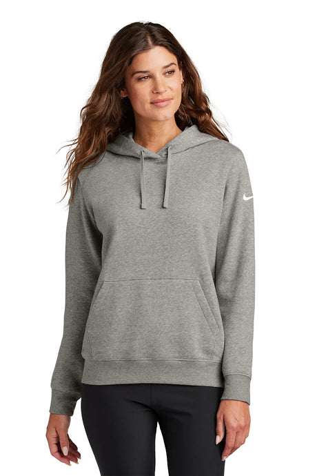 Nike Ladies Club Fleece Sleeve Swoosh Pullover Hoodie NKFD9889 Dark Grey_1