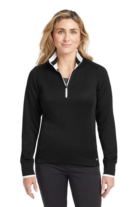 Nike Ladies Dri-FIT 1/2-Zip Cover-Up. 578674 Black White_1