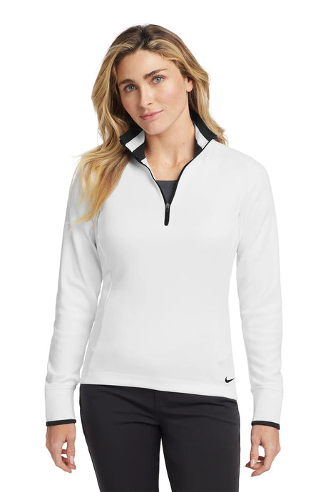 Nike Ladies Dri-FIT 1/2-Zip Cover-Up. 578674 White Black_1
