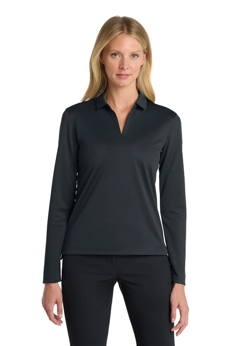 Nike Ladies Dri-FIT Micro Pique 2.0 Long Sleeve Polo NKDC2105 Anthracite_1