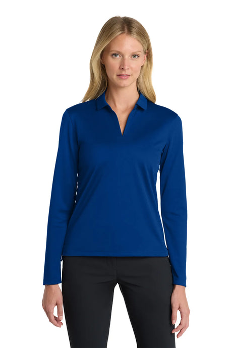 Nike Ladies Dri-FIT Micro Pique 2.0 Long Sleeve Polo NKDC2105 Game Blue_1