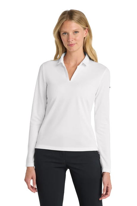 Nike Ladies Dri-FIT Micro Pique 2.0 Long Sleeve Polo NKDC2105 White_1