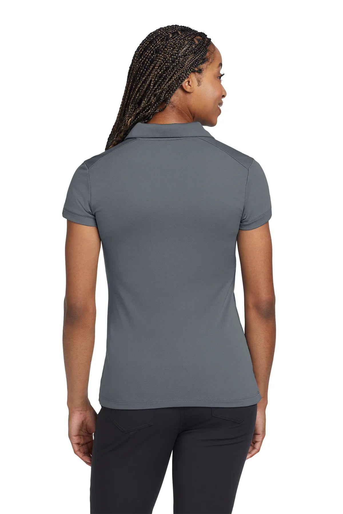 Nike Ladies Dri-FIT Solid Icon Pique Modern Fit Polo.  746100 Dark Grey_2