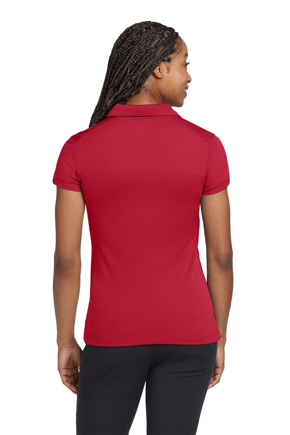 Nike Ladies Dri-FIT Solid Icon Pique Modern Fit Polo.  746100 Gym Red_2