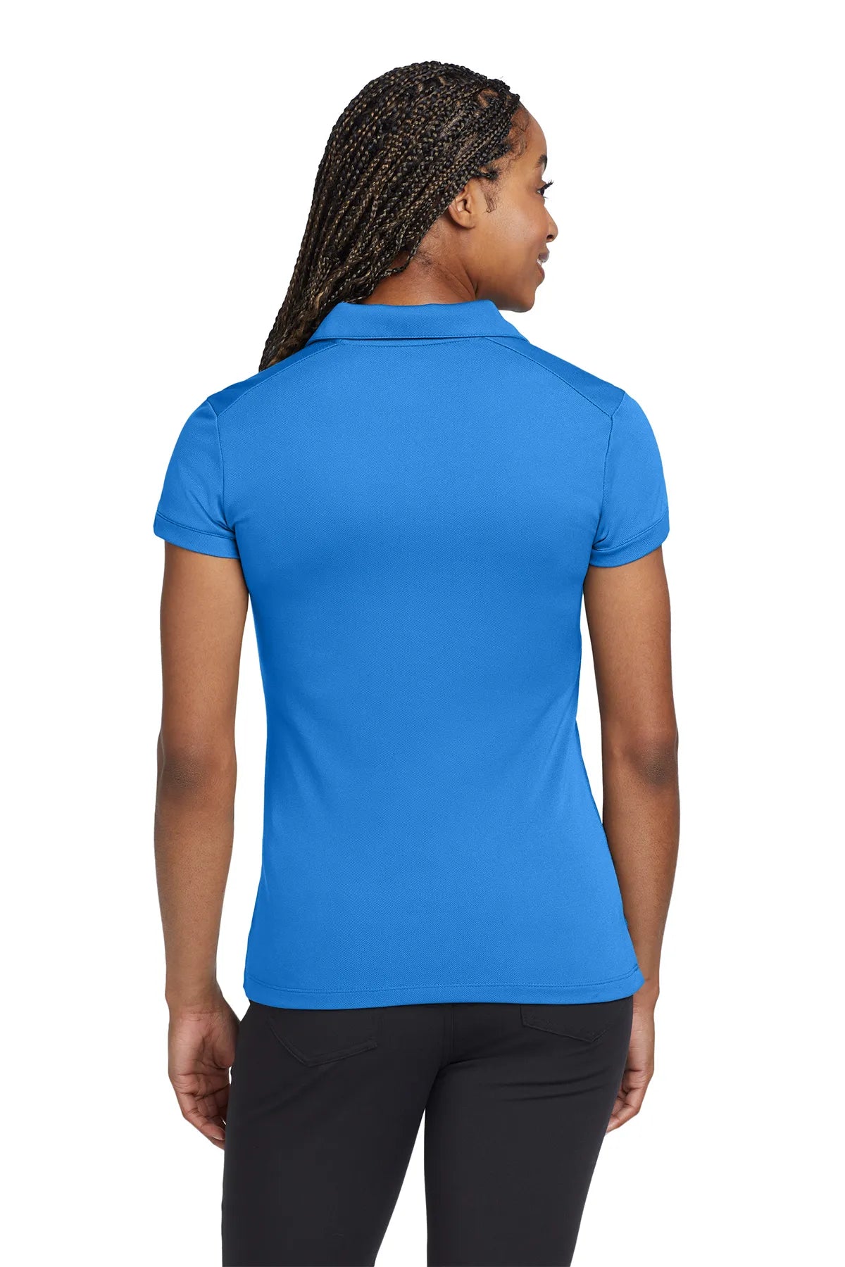 Nike Ladies Dri-FIT Solid Icon Pique Modern Fit Polo.  746100 Light Photo Blue_2