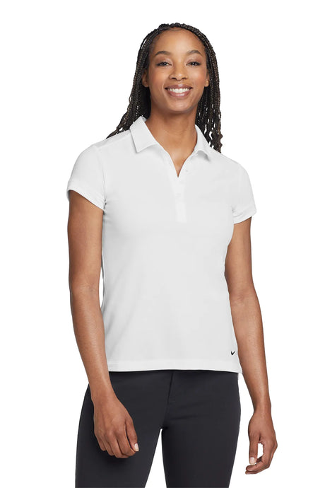 Nike Ladies Dri-FIT Solid Icon Pique Modern Fit Polo.  746100 White_1