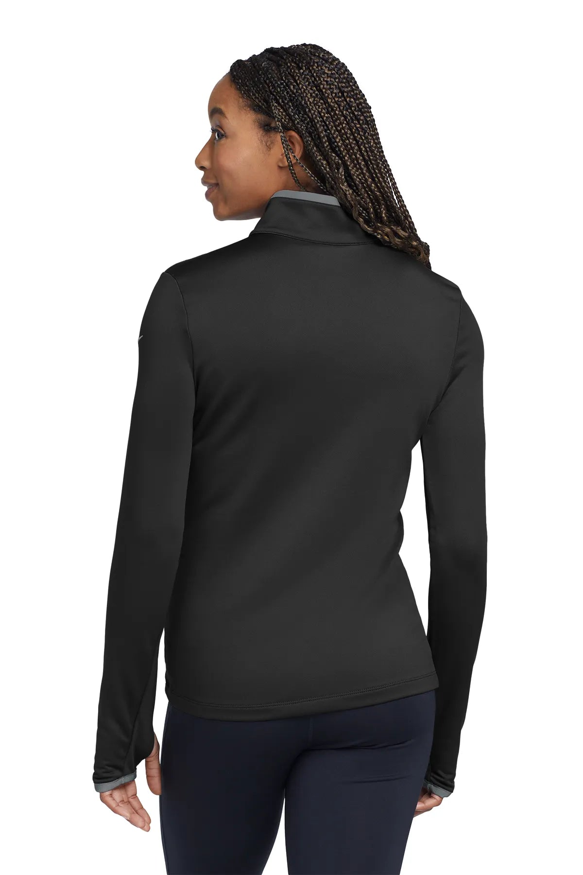 Nike Ladies Dri-FIT Stretch 1/2-Zip Cover-Up. 779796 Black Dark Grey_2