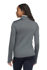 Nike Ladies Dri-FIT Stretch 1/2-Zip Cover-Up. 779796 Dark Grey White_2