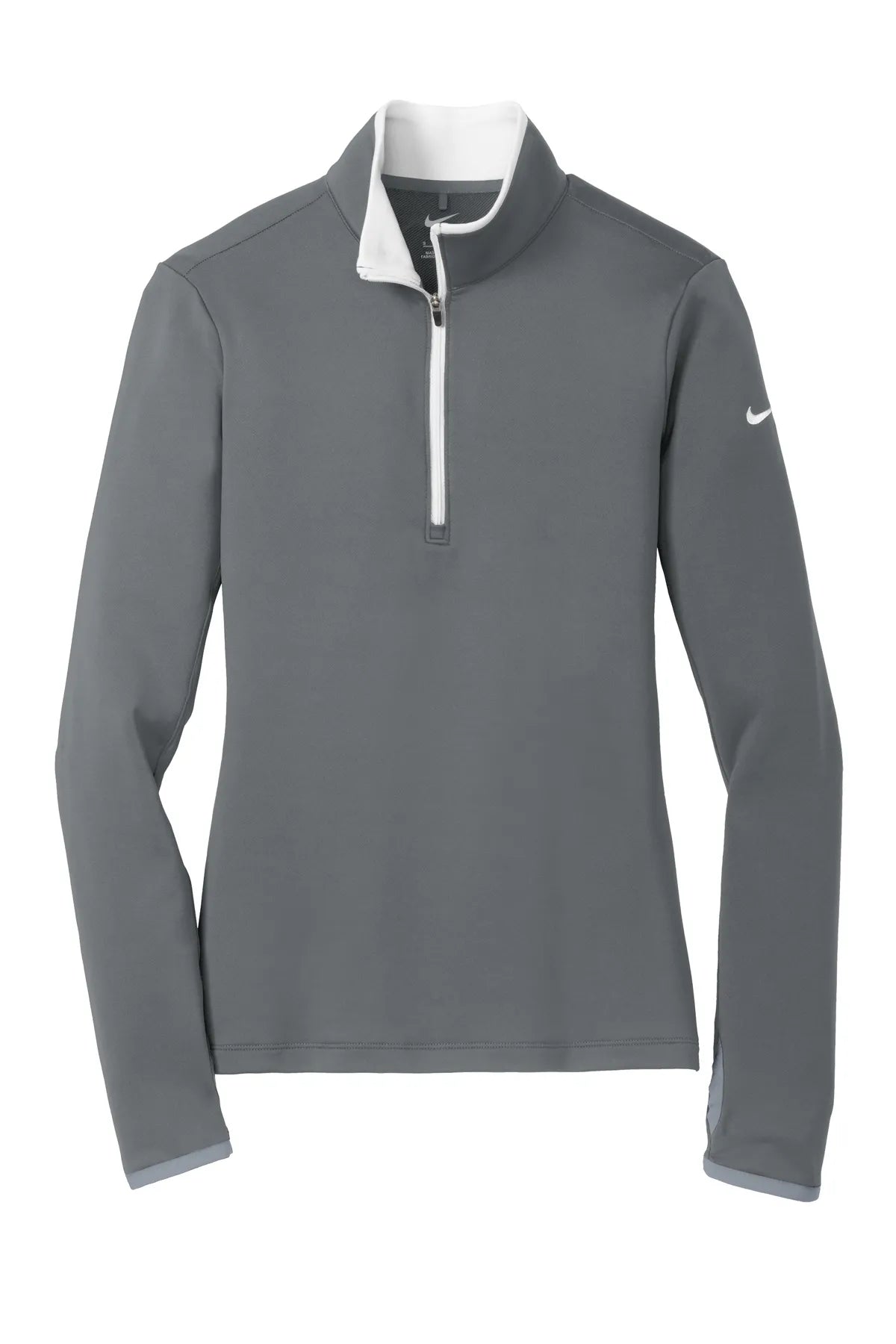 Nike Ladies Dri-FIT Stretch 1/2-Zip Cover-Up. 779796 Dark Grey White_4