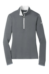 Nike Ladies Dri-FIT Stretch 1/2-Zip Cover-Up. 779796 Dark Grey White_4