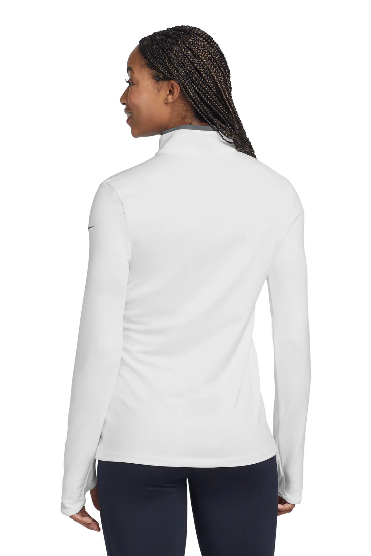 Nike Ladies Dri-FIT Stretch 1/2-Zip Cover-Up. 779796 White Dark Grey_2