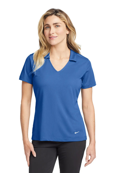 Nike Ladies Dri-FIT Vertical Mesh Polo. 637165 Gym Blue_1