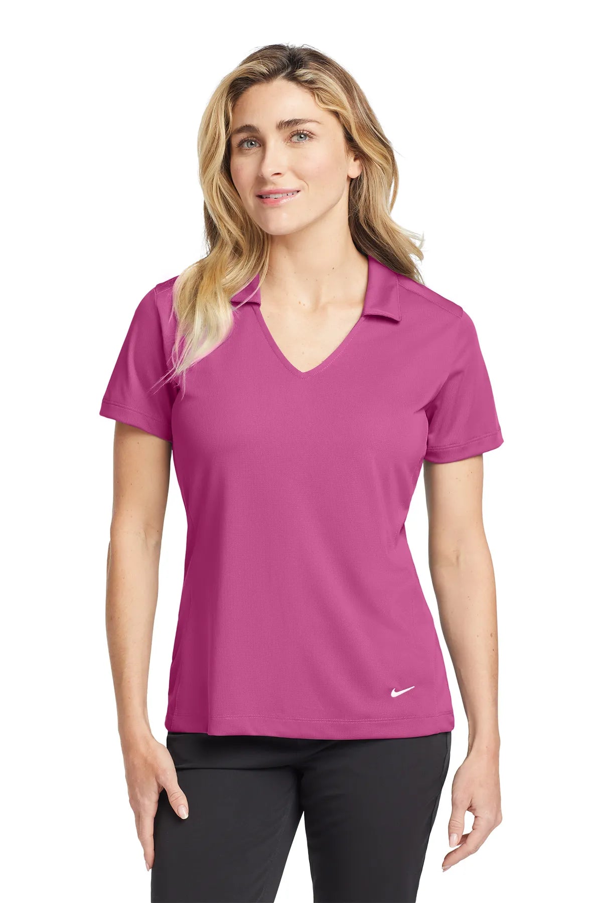 Nike Ladies Dri-FIT Vertical Mesh Polo. 637165 Pink Fire_1