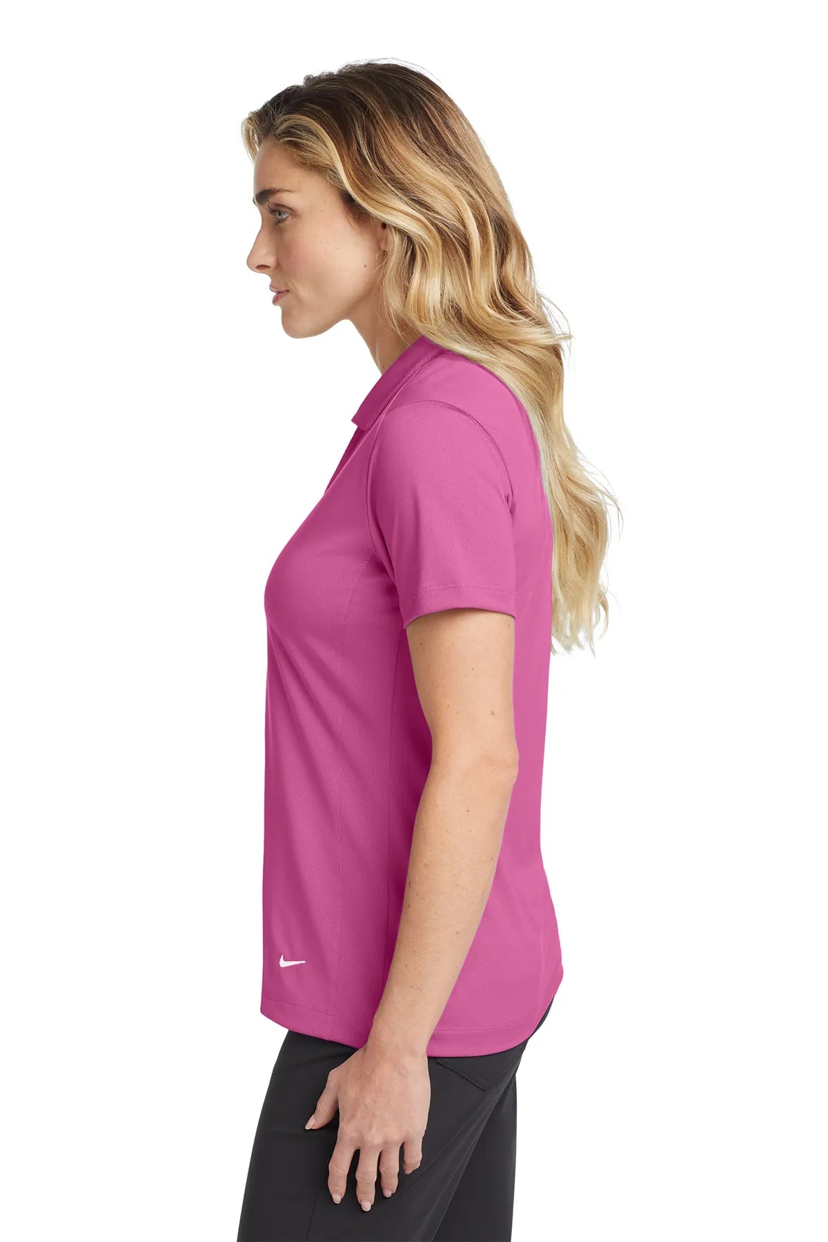 Nike Ladies Dri-FIT Vertical Mesh Polo. 637165 Pink Fire_3