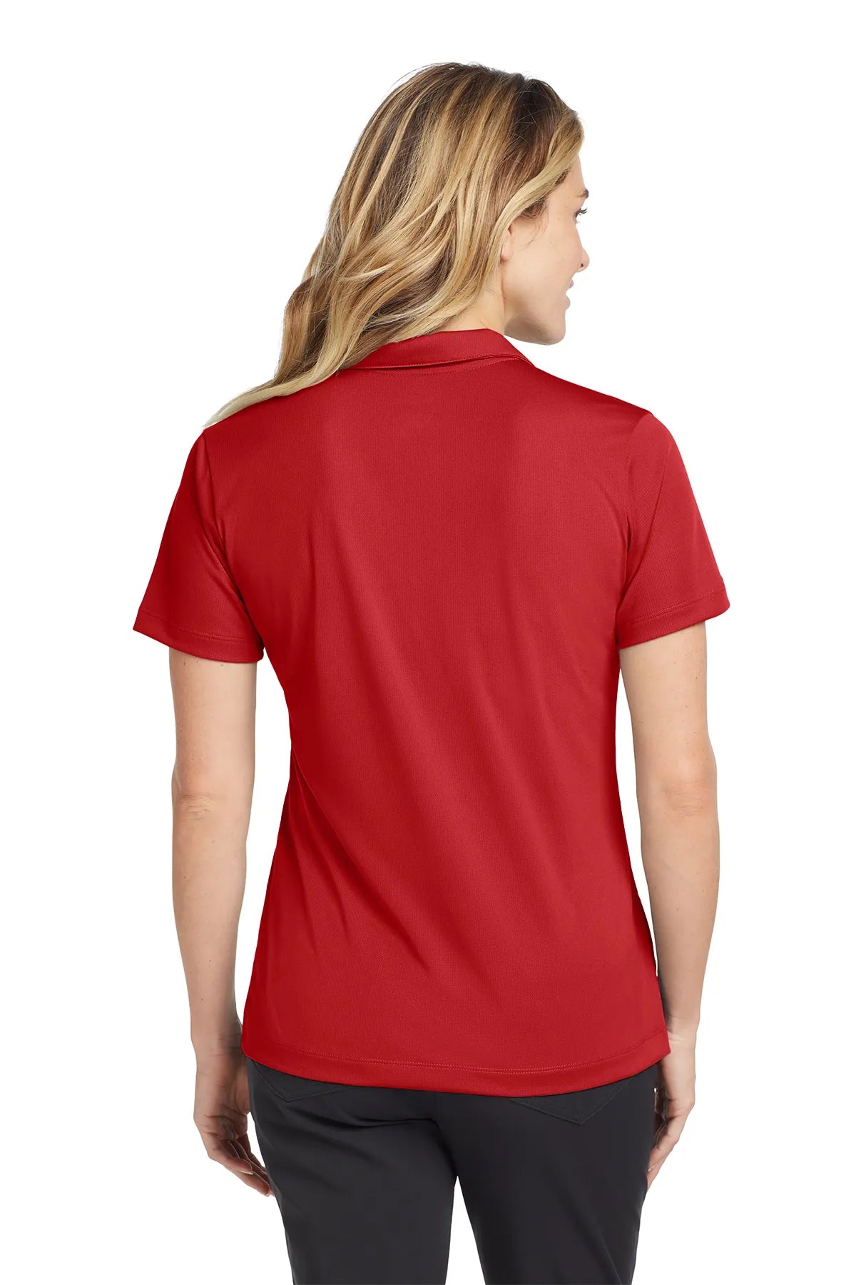 Nike Ladies Dri-FIT Vertical Mesh Polo. 637165 University Red_2